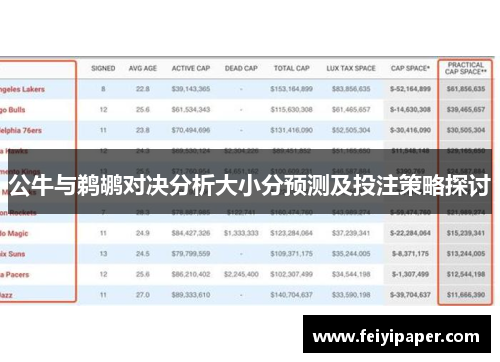 公牛与鹈鹕对决分析大小分预测及投注策略探讨